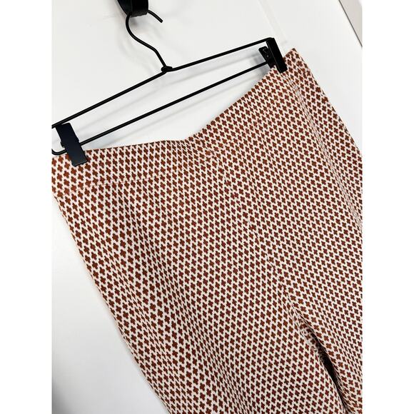 NWT Versona Women's Printed Flat Front Flare Leg Pants Brown Cream Size Large - Picture 2 of 11
